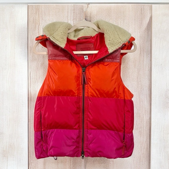 COACH Down Puffer Vest with Shearling Collar – Size S - Picture 2 of 10